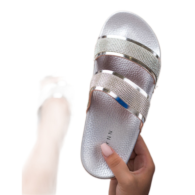 Erynn Pantoufles d'argent gris 1 Erynn Pantoufles d'argent gris 1