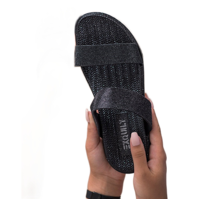 EXQUILY Pantoufles En Caoutchouc À La Mode le noir 1