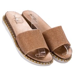SHELOVET Pantoufles En Caoutchouc Avec Cubic Zirconia jaune 3