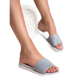 SHELOVET Pantoufles En Caoutchouc Avec Cubic Zirconia gris 2