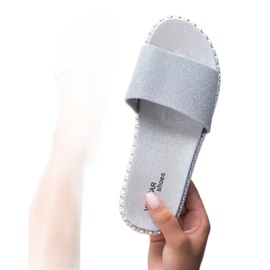 SHELOVET Pantoufles En Caoutchouc Avec Cubic Zirconia gris 3