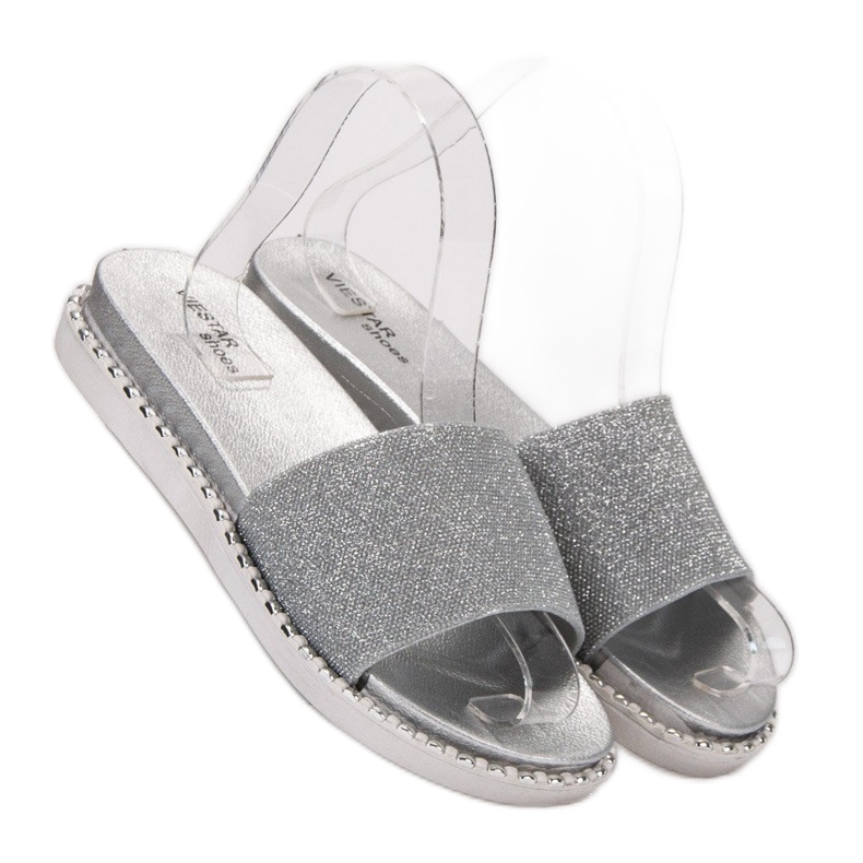 SHELOVET Pantoufles En Caoutchouc Avec Cubic Zirconia gris 1