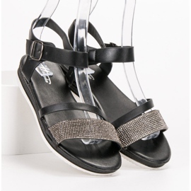 SHELOVET Sandales à la mode avec zircone cubique le noir 1