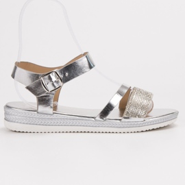 SHELOVET Sandales à la mode avec zircone cubique gris 1