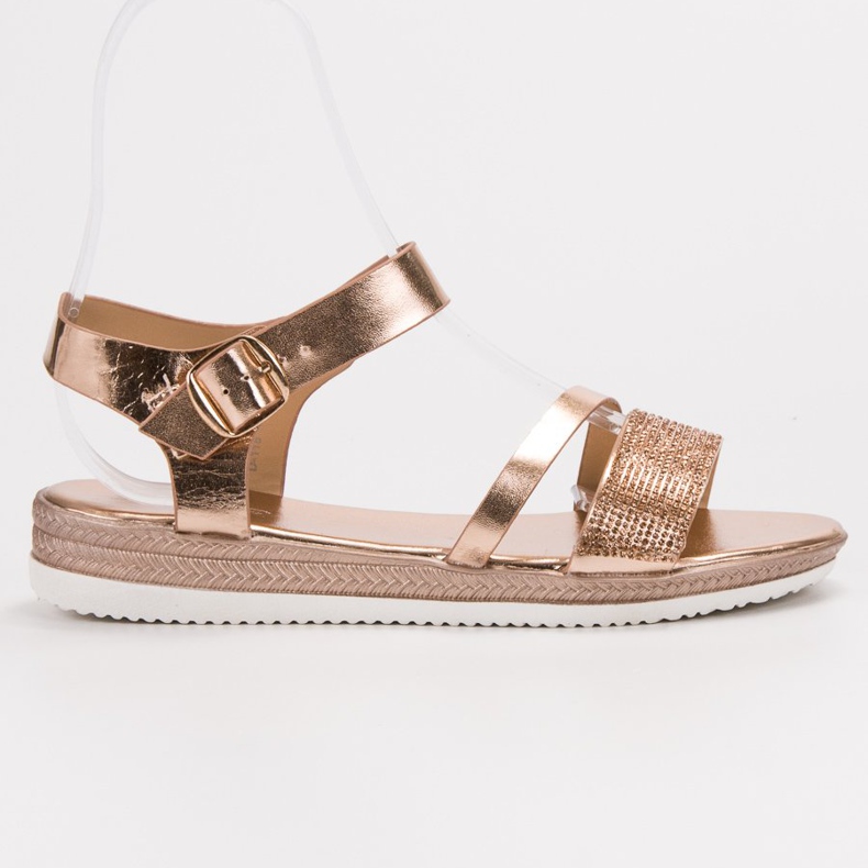 SHELOVET Sandales à la mode avec zircone cubique rose jaune 2