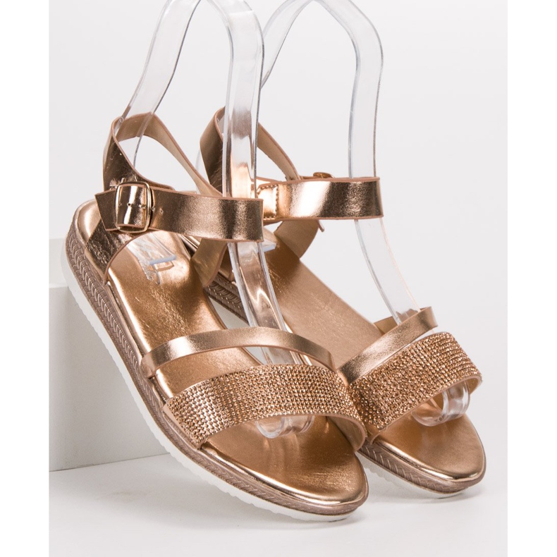 SHELOVET Sandales à la mode avec zircone cubique rose jaune 1