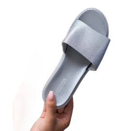 Fashion Pantoufles Brillantes À La Mode gris 2
