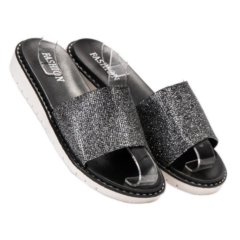 Fashion Pantoufles Brillantes À La Mode noir 1