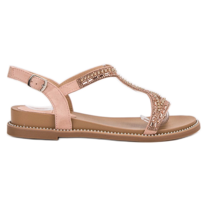 Bello Star Sandales en daim avec cristaux rose 1