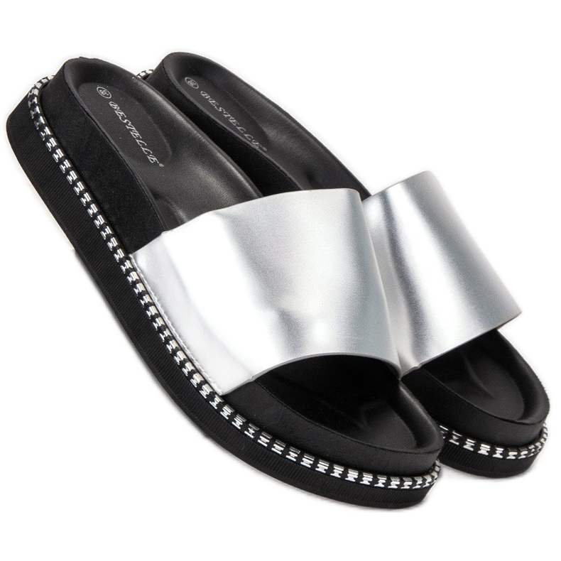 Bestelle Pantoufles en argent pour femmes gris 2