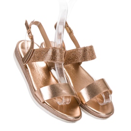 SHELOVET Sandales décontractées en or rose multicolore jaune 3