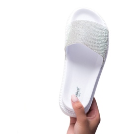 SHELOVET Pantoufles Avec Cristaux blanche 2