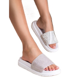 SHELOVET Pantoufles Avec Cristaux blanc 1