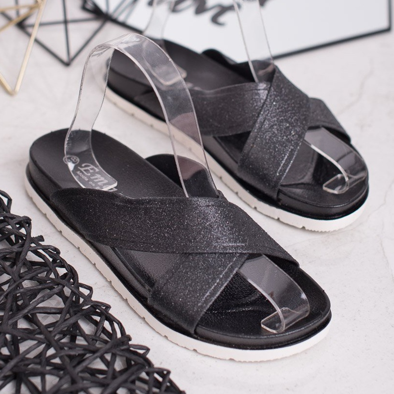 Emaks Chaussons Noirs À Paillettes le noir 2