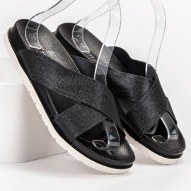 Emaks Chaussons Noirs À Paillettes le noir 1