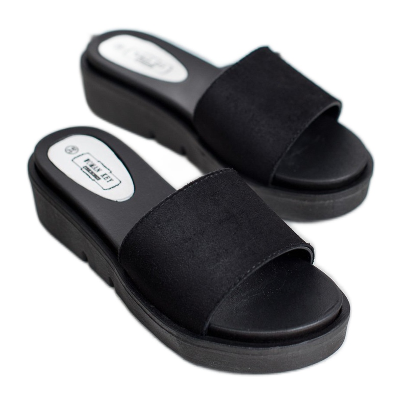 SHELOVET Sandales compensées noir 2