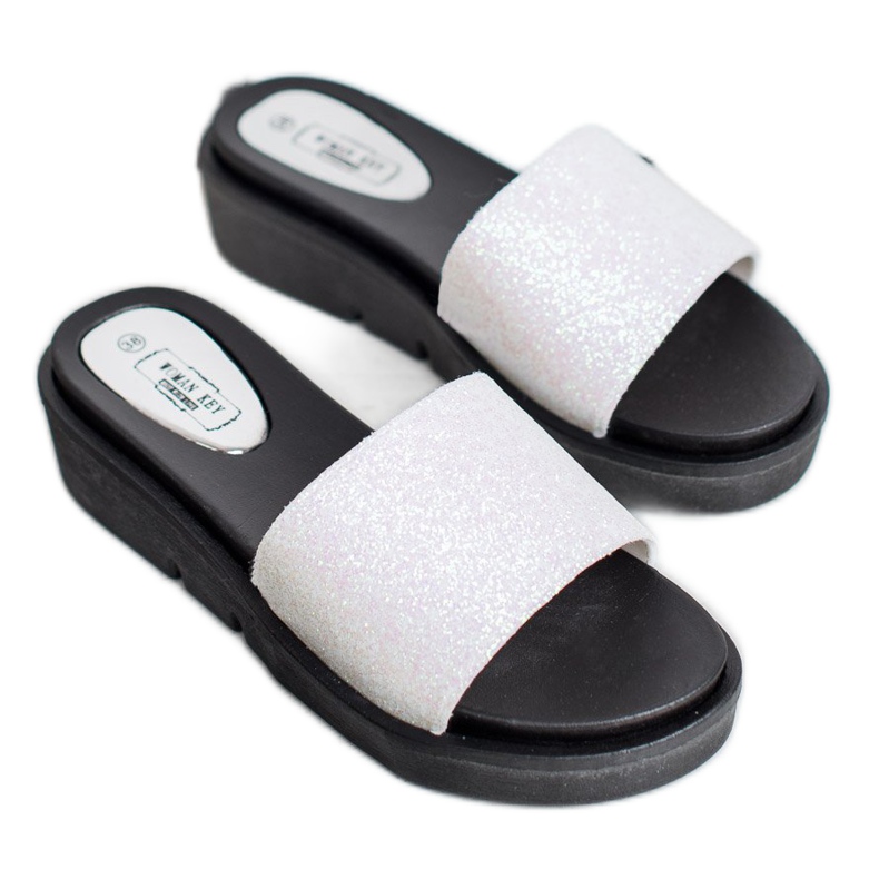 SHELOVET Pantoufles compensées en caoutchouc blanche 1