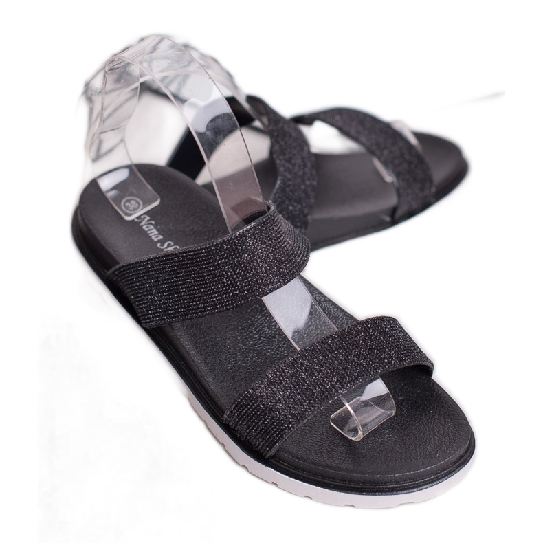 SHELOVET Pantoufles En Caoutchouc À Paillettes le noir 1