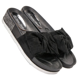 SHELOVET Pantoufles En Daim Avec Oxyde De Zirconium le noir 4