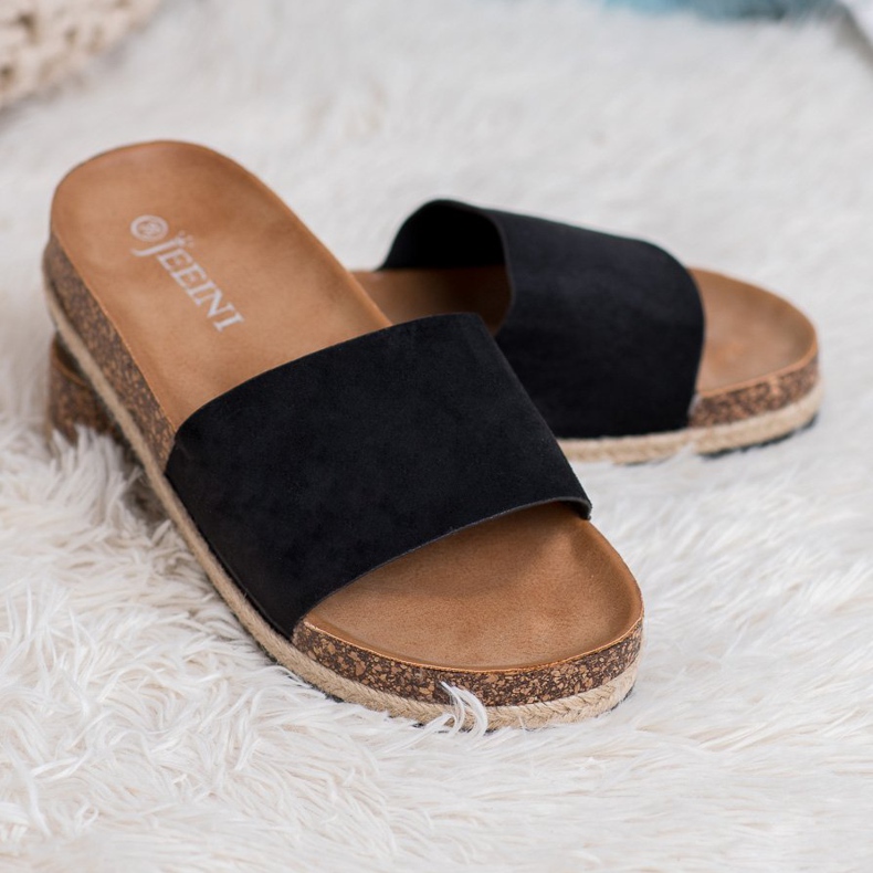 SHELOVET Espadrilles en daim le noir 1