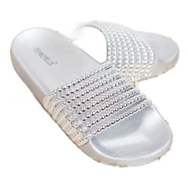 Bestelle Pantoufles En Caoutchouc Avec Perles gris 1