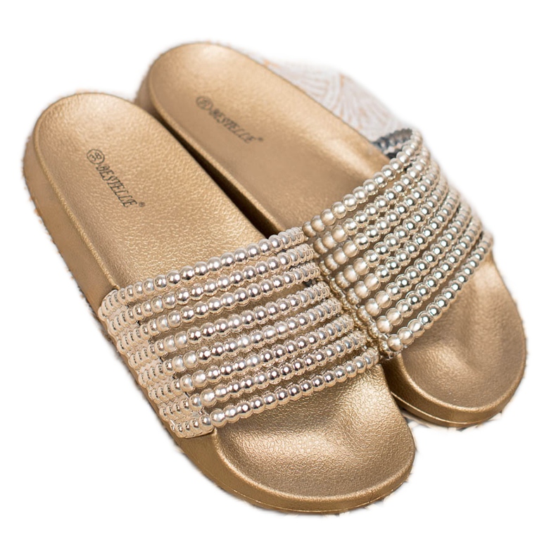 Bestelle Pantoufles En Caoutchouc Avec Perles jaune 2