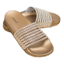 Bestelle Pantoufles En Caoutchouc Avec Perles jaune 3