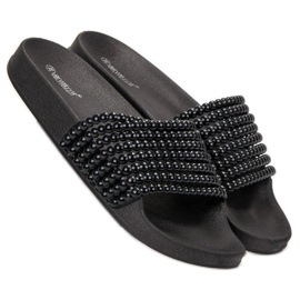 Bestelle Pantoufles En Caoutchouc Avec Perles le noir 2