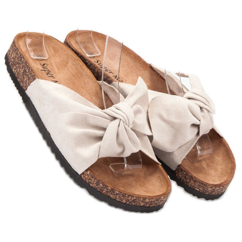 Super Me Pantoufles beiges à la mode 2