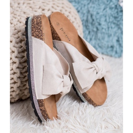 SHELOVET Pantoufles En Daim Avec Cristaux beige 2
