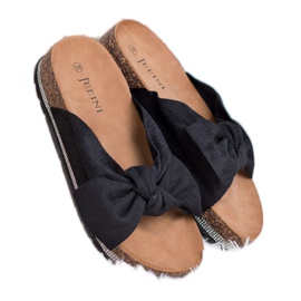 SHELOVET Pantoufles En Daim Avec Cristaux le noir 1