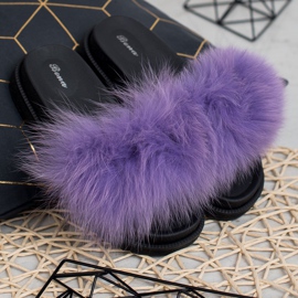 SHELOVET Pantoufles Avec Fourrure violet 2