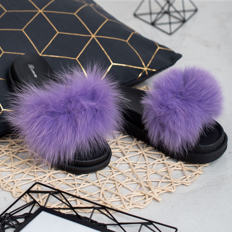 SHELOVET Pantoufles Avec Fourrure violet 1 SHELOVET Pantoufles Avec Fourrure violet 1