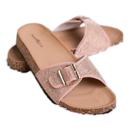 Marquiz Pantoufles Brillantes Avec Boucle rose 1