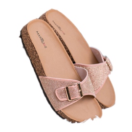Marquiz Pantoufles Brillantes Avec Boucle rose 2