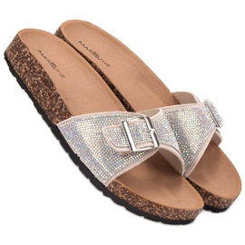 Marquiz Pantoufles Brillantes Avec Boucle brun 1