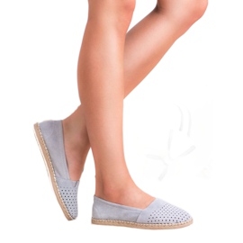 SHELOVET Espadrilles en cuir gris 1