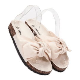 Bona Pantoufles En Daim Avec Nœud beige 3