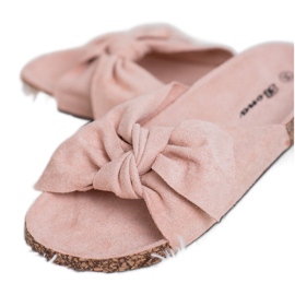 Bona Pantoufles En Daim Avec Nœud rose 1