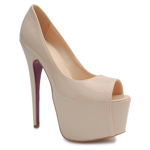 Talons hauts laqués sur la plateforme D913 Beige 1 Talons hauts laqués sur la plateforme D913 Beige 1