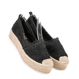 SHELOVET Espadrilles en dentelle noir 1