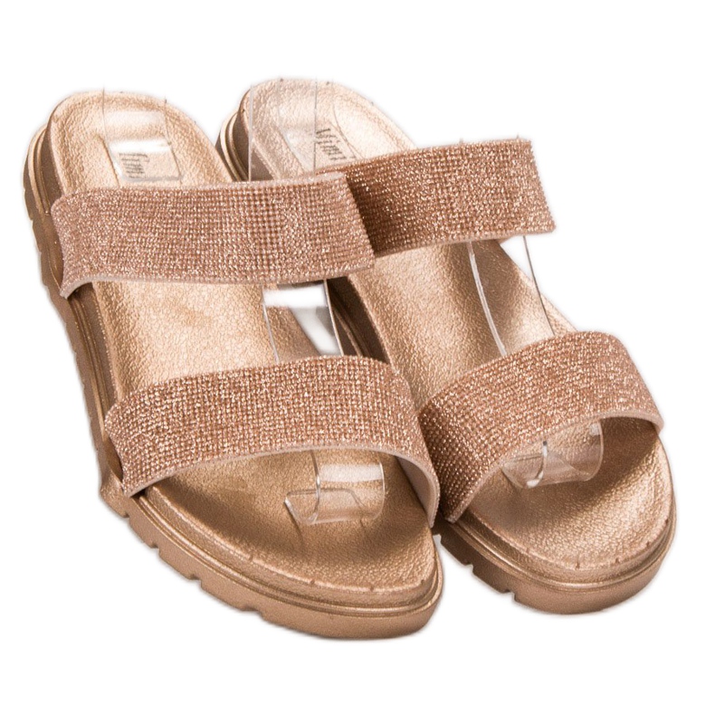 SHELOVET Pantoufles En Caoutchouc À Paillettes jaune 1