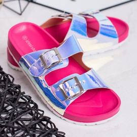 Ideal Shoes Pantoufles Holo Boucle gris 1