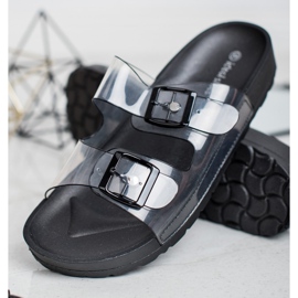 Ideal Shoes Pantoufles Transparentes Avec Une Boucle le noir 1