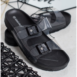 Ideal Shoes Pantoufles Transparentes Avec Une Boucle le noir 3