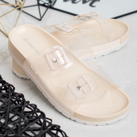 Ideal Shoes Pantoufles Transparentes Avec Une Boucle brun 2