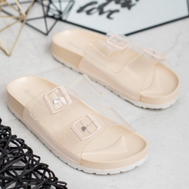 Ideal Shoes Pantoufles Transparentes Avec Une Boucle brun 1