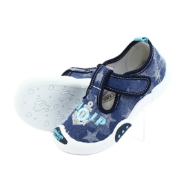 American Club Baskets enfant insert cuir TEN12 bleu marine bleu gris 5