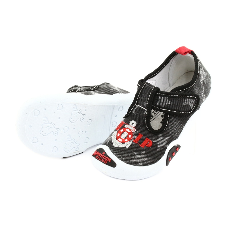 American Club Baskets enfant insert cuir TEN12 noir rouge gris 5