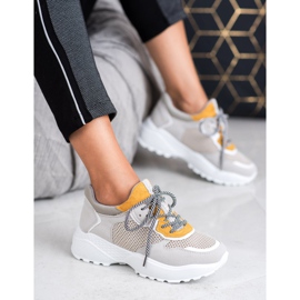 SHELOVET Baskets à la mode gris jaune 7